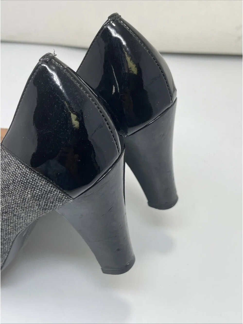 Anne Klein Mary Jane Heel Women's 7.5 SWEET PEA Black Fabric Patent Pump 3.5